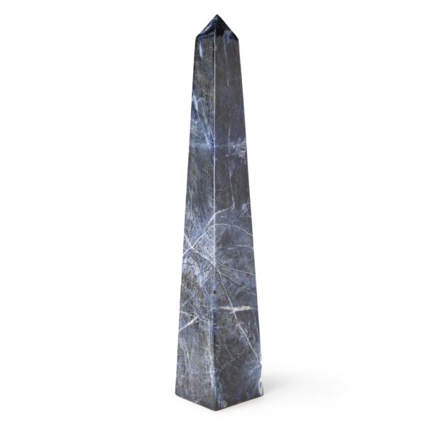 Polished Sodalite Blue Crystal Tower with natural white veins