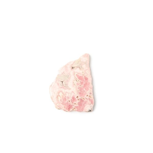 Polished Rhodochrosite tumble stone with pink and white patterns