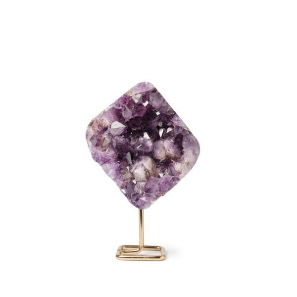 Polished Amethyst crystal tower home decor piece with natural color zoning